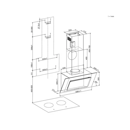 HOTTE DECORATIVE NOIR 60CM CNADY