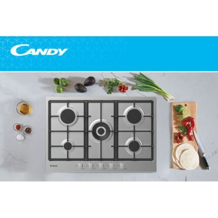 PLAQUE DE GAZ 5F 75CM VERRE INOX CANDY